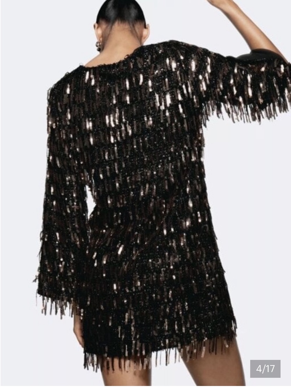 Zara Black Dress with Copper Sequin Fringe